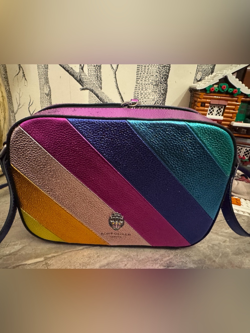 Kurt Geiger rainbow crossbody leather camera bag rare